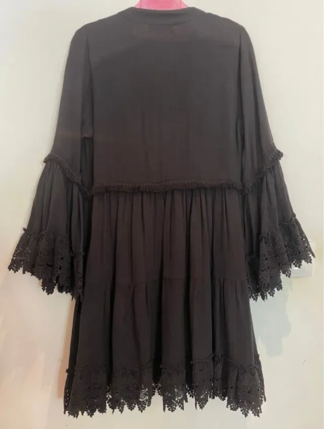 Vestido negro bordado GRACELAND talla única