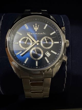Reloj Maserati Hombre Cronógrafo Azul Plateado