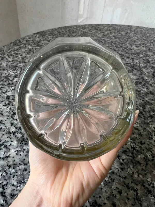 Cubetera de hielo vintage cristal tallado y metal