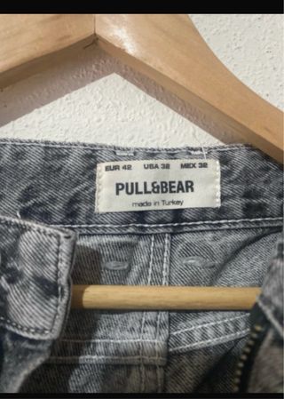 Pull&Bear Pantalón Ancho Gris Talla 42