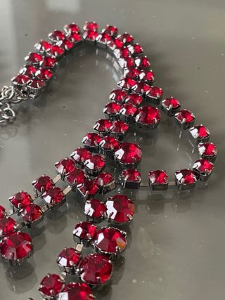 Collana vintage strass rossi