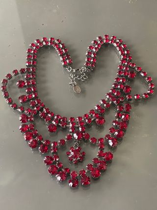 Collana vintage strass rossi