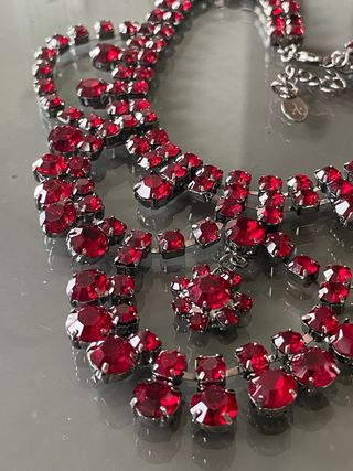 Collana vintage strass rossi