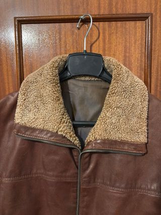 Chaqueta de cuero marrón talla L