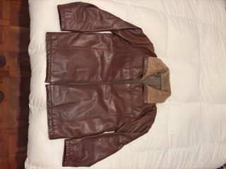 Chaqueta de cuero marrón talla L