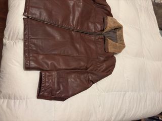 Chaqueta de cuero marrón talla L