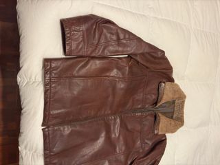 Chaqueta de cuero marrón talla L