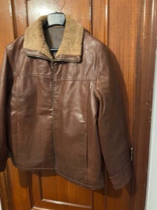 Chaqueta de cuero marrón talla L