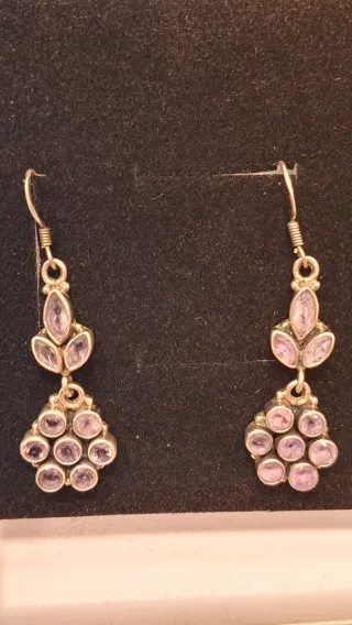 Pendientes antiguos Plata y Amatista Morada