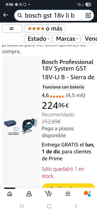 Sierra de calar Bosch GST 18V-LI B + L-Boxx