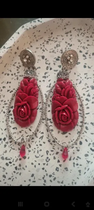 Pendientes flamenca rojos como nuevos