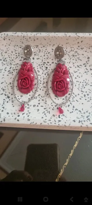 Pendientes flamenca rojos como nuevos