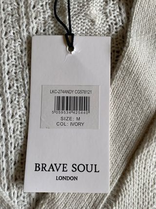 Cárdigan Brave Soul M manga corta crudo