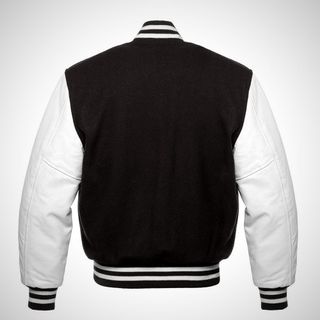 Chaqueta Varsity Lana y Cuero Negra/Blanca