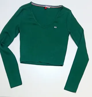 Top Tommy Jeans Verde Manga Larga Talla S