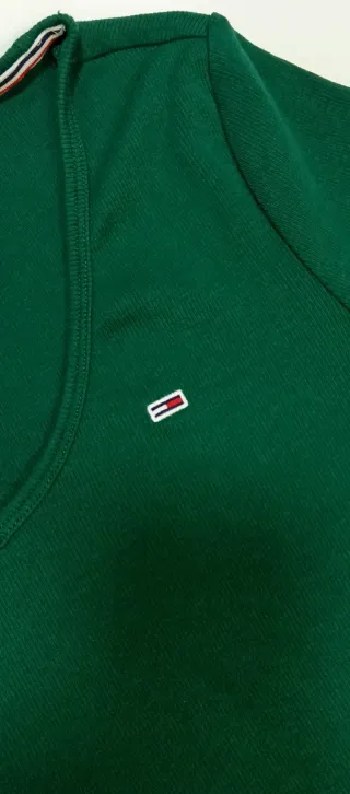 Top Tommy Jeans Verde Manga Larga Talla S