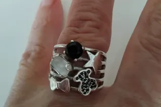 Anillo Tous Plata Negro, collar a juego en mi perf