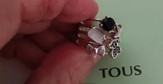 Anillo Tous Plata Negro, collar a juego en mi perf