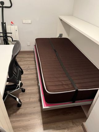 Cama Abatible Plegable Rosa y Blanca