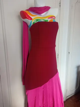 Vestido palabra de honor bicolor nuevo