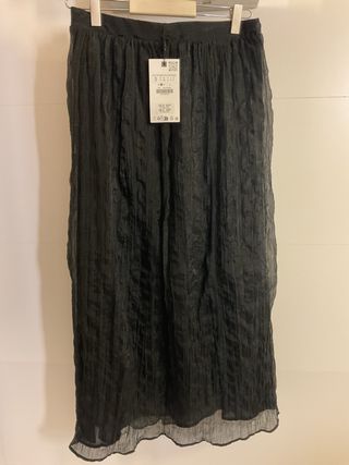 Falda MIDI negra Zara Talla S