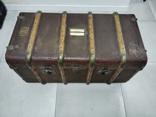 Baúl Antiguo Vintage Marrón y Verde