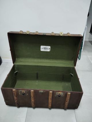 Baúl Antiguo Vintage Marrón y Verde