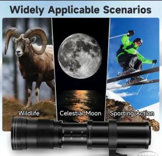 Teleobiettivo JINTU 420-1600mm 800mm f/8.3 Zoom manuale per Canon EOS DSLR