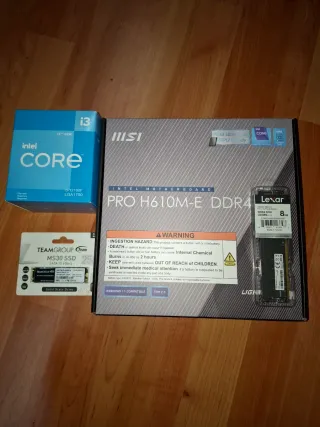 Kit Placa Base, CPU, SSD e Memória RAM