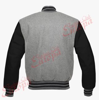 Chaqueta Varsity Lana y Cuero Negra/Gris