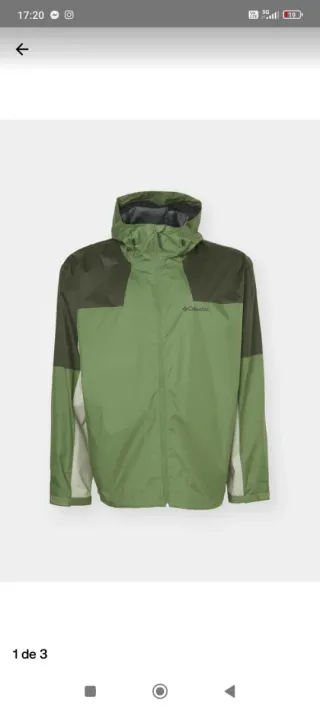 Chaqueta impermeable Columbia verde y beige