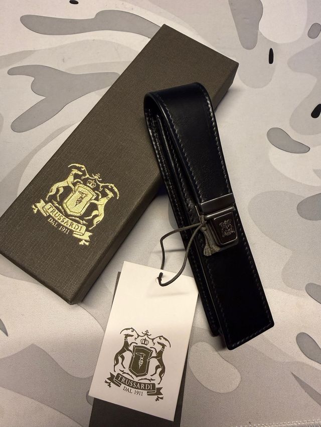 Porta Penna Vintage Trussardi Pelle Nera