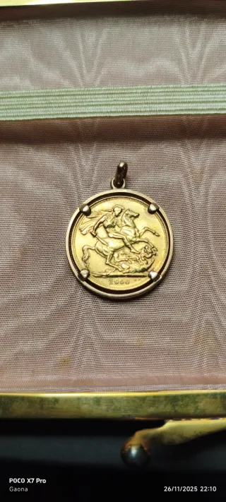 Colgante Soberano Oro Reina Victoria 1900