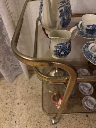 Carrito Bar Vintage Cristal y Metal Dorado