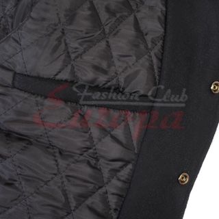 Chaqueta Varsity Lana y Mangas Cuero Negra