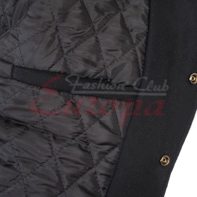 Chaqueta Varsity Lana y Mangas Cuero Negra