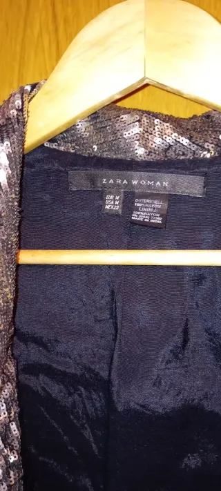 Chaqueta Zara Lentejuelas Plateadas Talla S-M