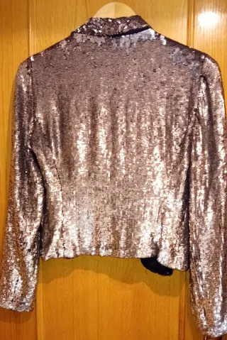 Chaqueta Zara Lentejuelas Plateadas Talla S-M