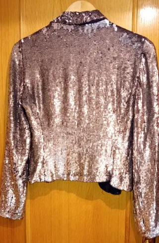 Chaqueta Zara Lentejuelas Plateadas Talla S-M