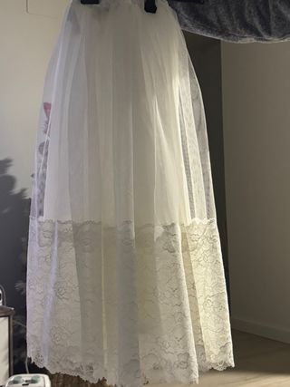 Vestido Comunión Talla 10 Blanco y Verde menta