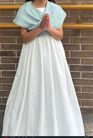 Vestido Comunión Talla 10 Blanco y Verde menta