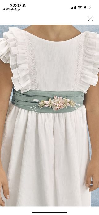 Vestido Comunión Talla 10 Blanco y Verde menta