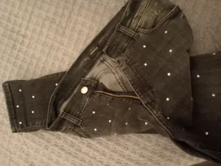 Jeans Pinko grigio con strass