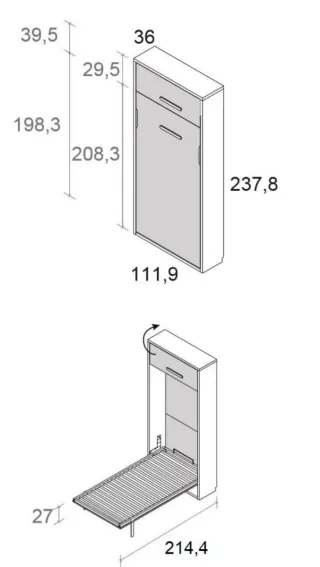 Cama Abatible Vertical Blanca
