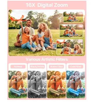 Cámara Digital Rosa 44MP Nueva con tarjeta 32 gb