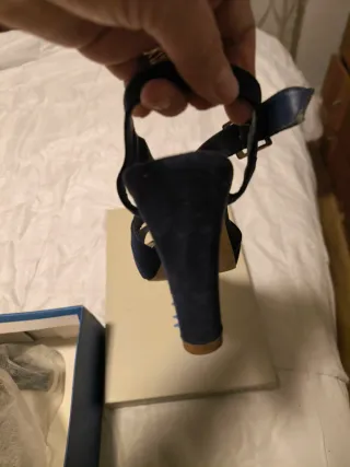 Sandalias de tacón azul marino