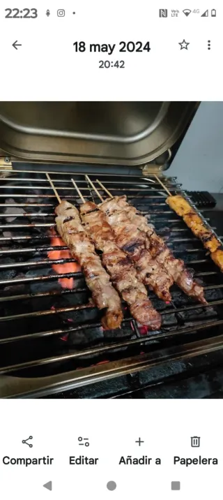 Barbacoa a gas con pietra vulcanica nera/argentata