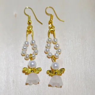 Pendientes Angelitos Perlas y Oro
