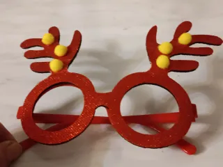 Occhiali Natale Renna Rossi Glitter