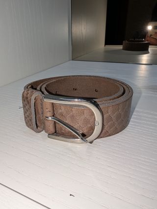 Cintura pelle beige/grigia effetto squame